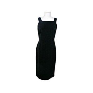 Vintage Jenne Maag Sleeveless Square Neck Sheath Career Midi Dress Black Size M